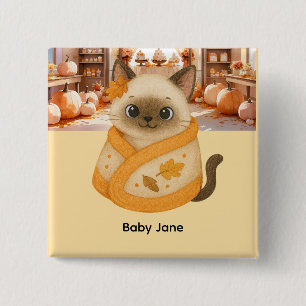 Badge Carré 5 Cm Baby shower d'automne pour Amoureux de les chats