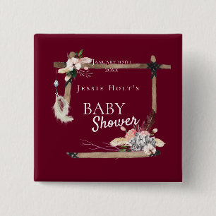 Badge Carré 5 Cm Baby shower de Boho Sud-Ouest de la Bourgogne