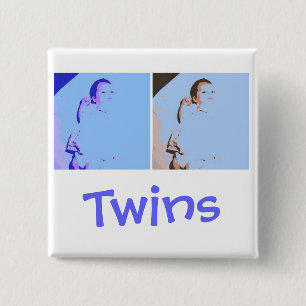 Badge Carré 5 Cm Baby shower jumeaux