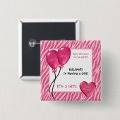 Badge Carré 5 Cm Baby shower rose Girly de fille d'impression de (Devant & derrière)