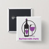 Badge Carré 5 Cm Bachelorette Parti vin rouge (Devant & derrière)