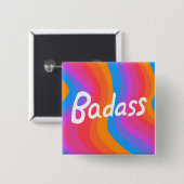 Badge Carré 5 Cm BADASS Colorful Fun Cool Handlettering (Devant & derrière)