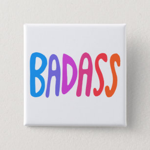 Badge Carré 5 Cm BADASS Colorful Fun Cool Handlettering