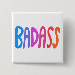 Badge Carré 5 Cm BADASS - Cool de jeu coloré