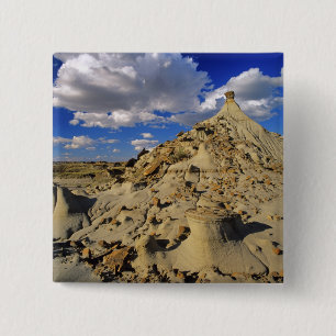 Badge Carré 5 Cm Badlands dans le parc provincial Dinosaur en Alber