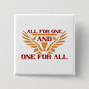 Badge Carré 5 Cm Badminton - Tous pour un et un pour tous