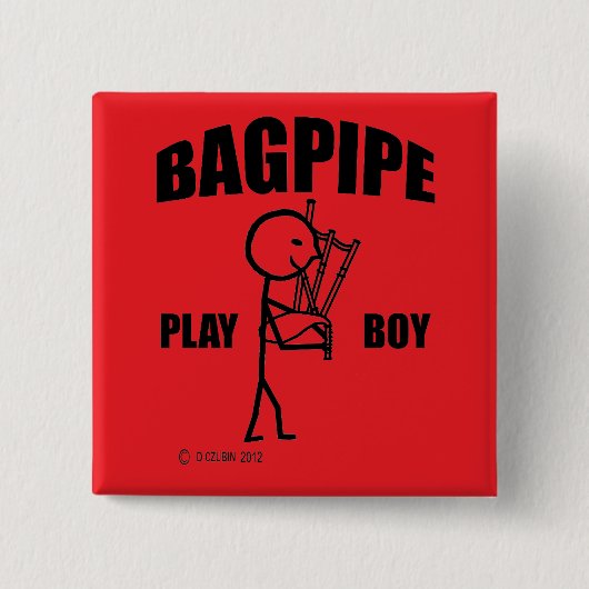 Badge Carré 5 Cm Bagpipe Play Boy (Devant)