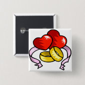 Badge Carré 5 Cm Bagues mariages sous le coeur (Devant & derrière)