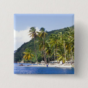 Badge Carré 5 Cm Baie de Marigot, Sainte-Lucie, Caraïbes