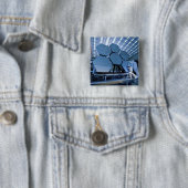 Badge Carré 5 Cm Baie de télescope spatial James Webb (En situation)