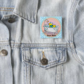 Badge Carré 5 Cm Bain à canard en caoutchouc (En situation)