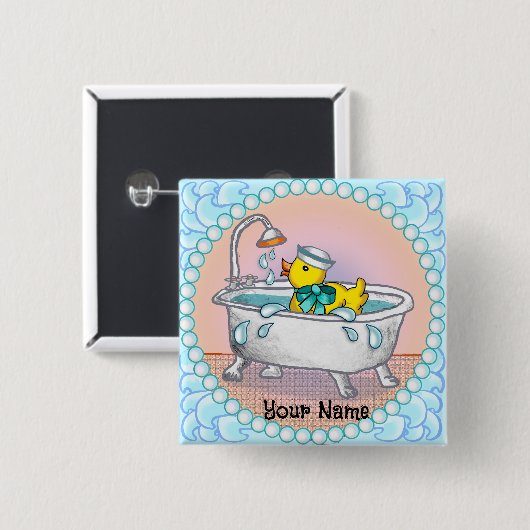 Badge Carré 5 Cm Bain à canard en caoutchouc (Devant & derrière)