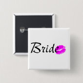 Badge Carré 5 Cm Baiser de jeune mariée (Devant & derrière)