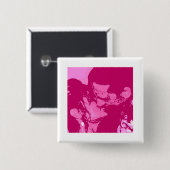 Badge Carré 5 Cm Baiser de la Saint Valentin (Devant & derrière)