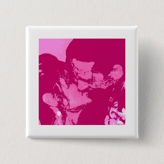 Badge Carré 5 Cm Baiser de la Saint Valentin (Devant)