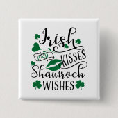 Badge Carré 5 Cm Baisers irlandais et souhaits Shamrocks (Devant)
