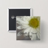 Badge Carré 5 Cm Baisson blanc doux sur Mariage gris (Devant & derrière)