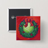 Badge Carré 5 Cm Bal de tennis en couronne rouge (Devant & derrière)