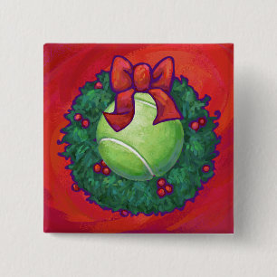 Badge Carré 5 Cm Bal de tennis en couronne rouge