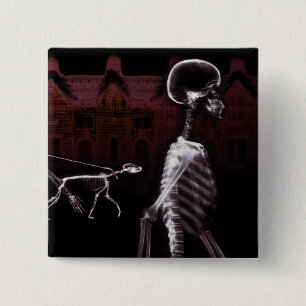 Badge Carré 5 Cm Balade de minuit de squelettes de rayon X