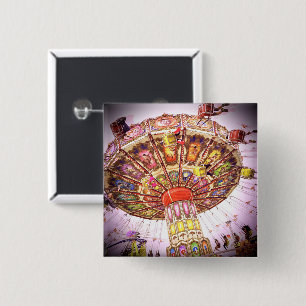 Badge Carré 5 Cm Balançoire carnavalesque rose vintage photo élégan