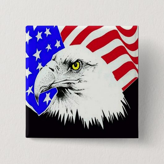 Badge Carré 5 Cm Bald Eagle and American Flag (Devant)