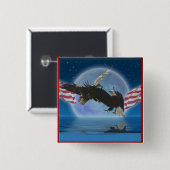 Badge Carré 5 Cm BALD EAGLE & US FLAG Patriot Series (Devant & derrière)
