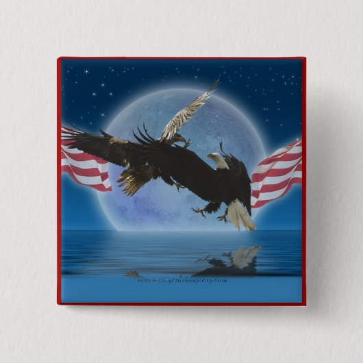 Badge Carré 5 Cm BALD EAGLE & US FLAG Patriot Series (Devant)