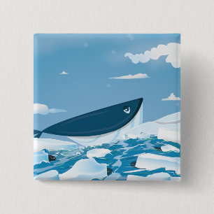 Badge Carré 5 Cm Baleine arctique
