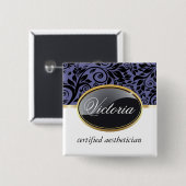 Badge Carré 5 Cm Balise Nom du salon classique (Devant & derrière)