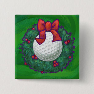 Badge Carré 5 Cm Ball de golf Fer de Noël en vert