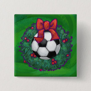 Badge Carré 5 Cm Balle de football Noël