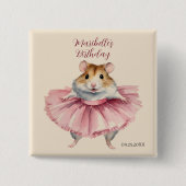 Badge Carré 5 Cm Ballerina Hamster Filles personnalisées Anniversai (Devant)