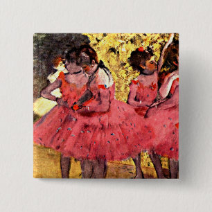 Badge Carré 5 Cm BALLET (BALLET) : degrés : Les danseuses roses