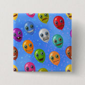 Badge Carré 5 Cm Ballons de visage monstre amusants (Devant)