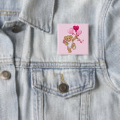 Badge Carré 5 Cm Balloon Teddy (En situation)