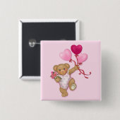 Badge Carré 5 Cm Balloon Teddy (Devant & derrière)