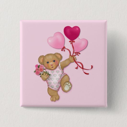 Badge Carré 5 Cm Balloon Teddy (Devant)