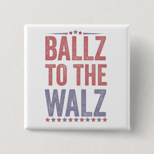 Badge Carré 5 Cm Ballz aux élections Walz Harris Walz 2024