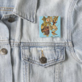 Badge Carré 5 Cm Baltimore Oiseaux d'Audubon à l'oriole dans le peu (En situation)