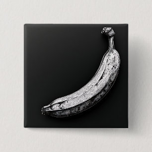 Badge Carré 5 Cm Banane noir et blanc