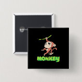 Badge Carré 5 Cm Banane singe (Devant & derrière)