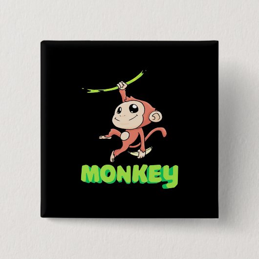 Badge Carré 5 Cm Banane singe (Devant)