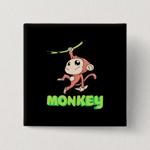 Badge Carré 5 Cm Banane singe