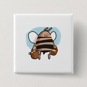 Badge Carré 5 Cm Bande dessinée d'abeille