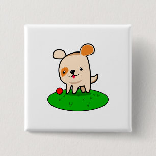 Badge Carré 5 Cm Bande dessinée mignonne de chiot