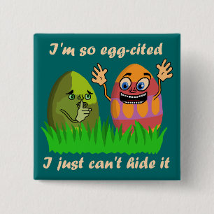 Badge Carré 5 Cm Bande dessinée mignonne drôle d'oeufs de pâques