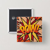Badge Carré 5 Cm Bande dessinée Pop Art POW! (Devant & derrière)