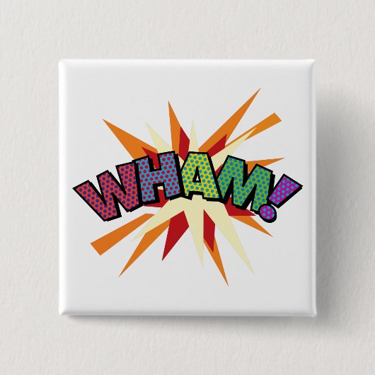Badge Carré 5 Cm Bande dessinée Pop Art WHAM! (Devant)