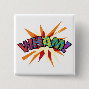 Badge Carré 5 Cm Bande dessinée Pop Art WHAM!